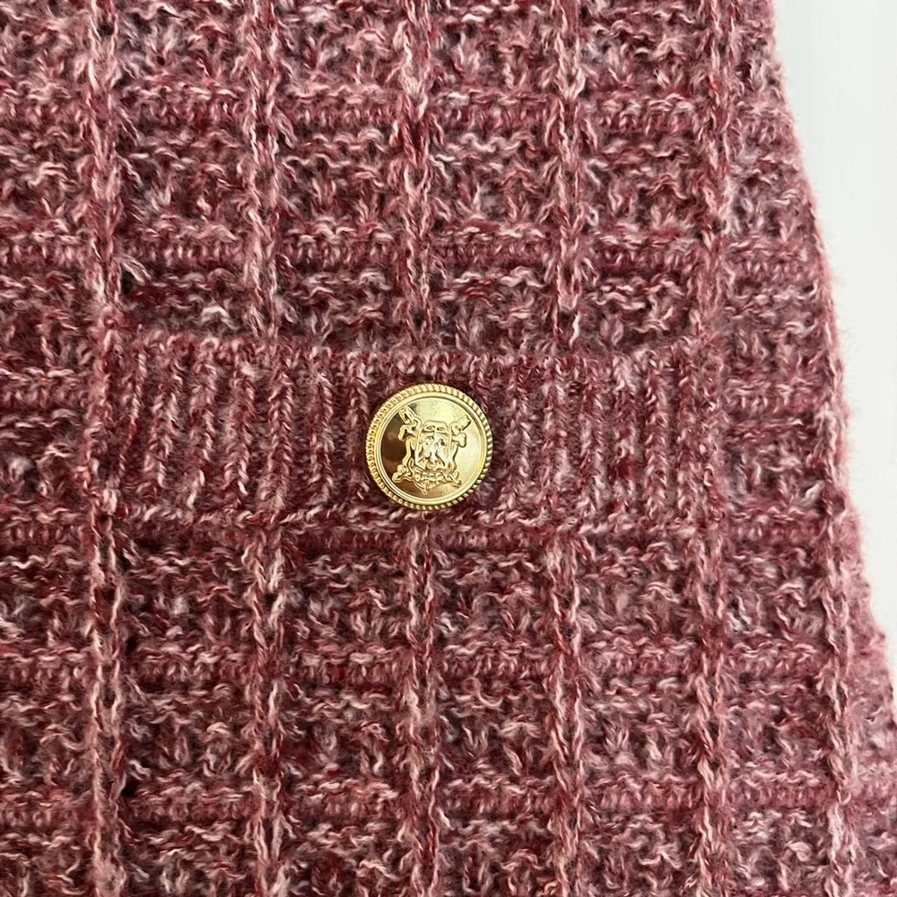 Zara Sleeveless Maroon Knit Dress with Faux Fur Trim - Picture 4 of 10